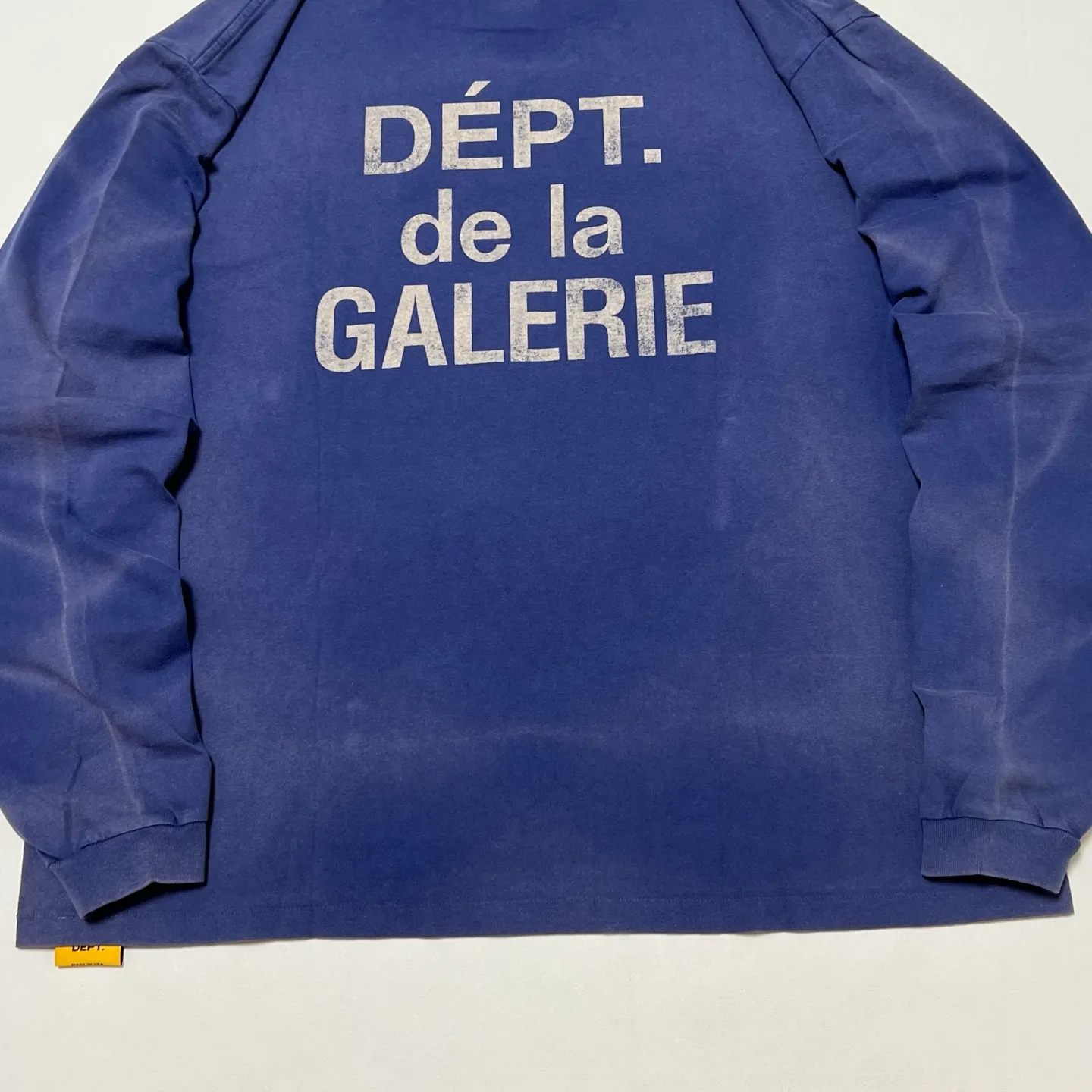 GALLERY FRENCH L/S TEE/NAVY French ripple washed long-sleeved TEE faded blue S-XL cylindrical fabric Assute garment dyeing heavy-wash water-coated fading treatment simulates natural sun fading effect printed distressing treatment top-notch craftsmanship completely matched accessories